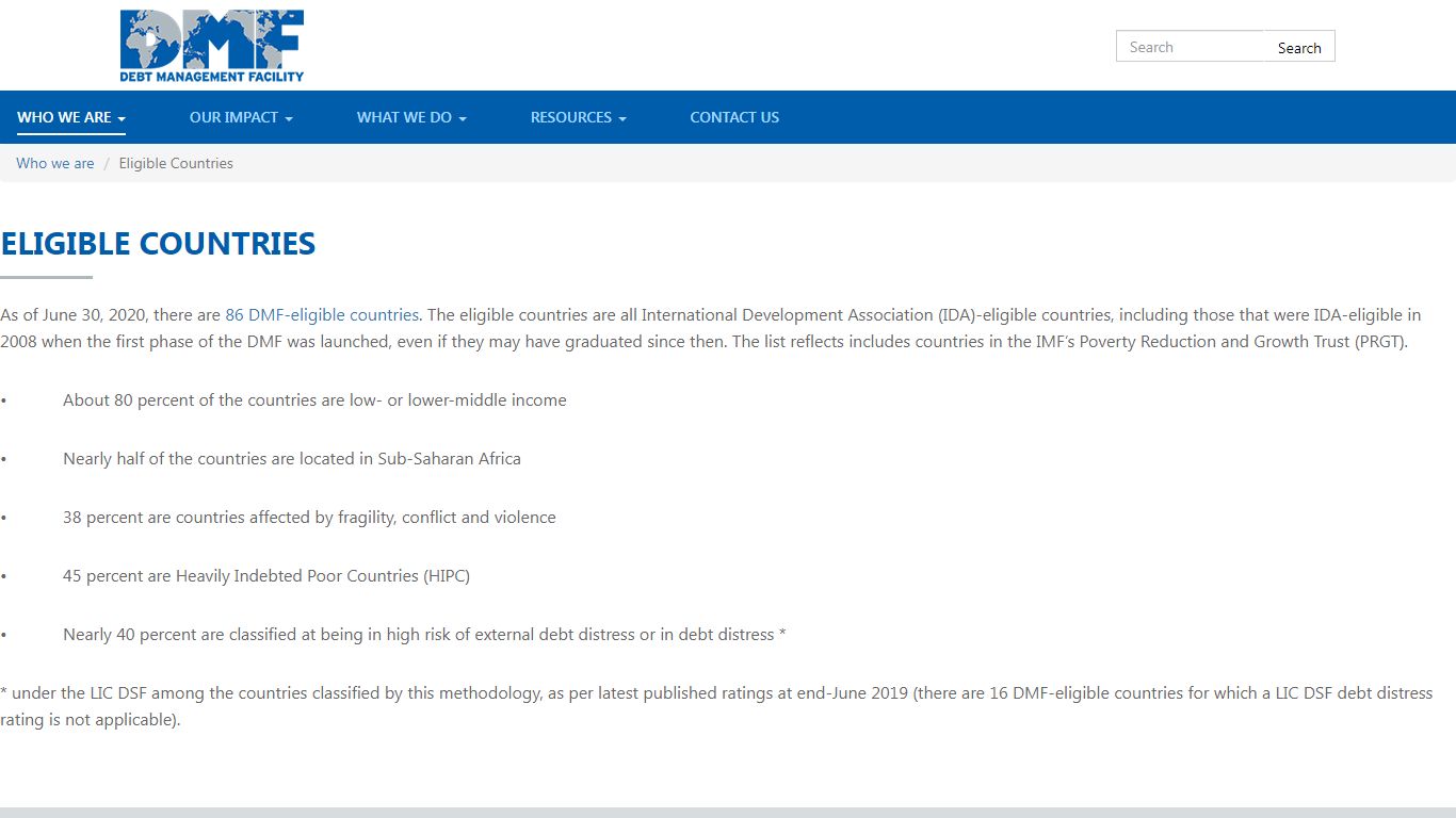 Eligible Countries | DMF